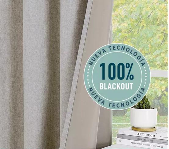 CORTINA BLACKOUT 100% 2 PAÑOS 140X220CM TEXTURA LINO GRIS CLARO - 2