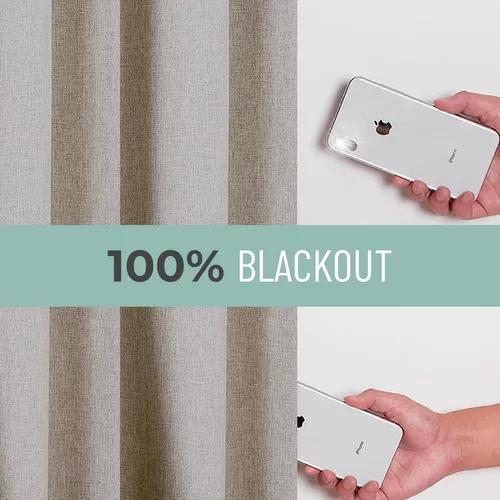 CORTINA BLACKOUT 100% 2 PAÑOS 140X220CM TEXTURA LINO GRIS CLARO - 5