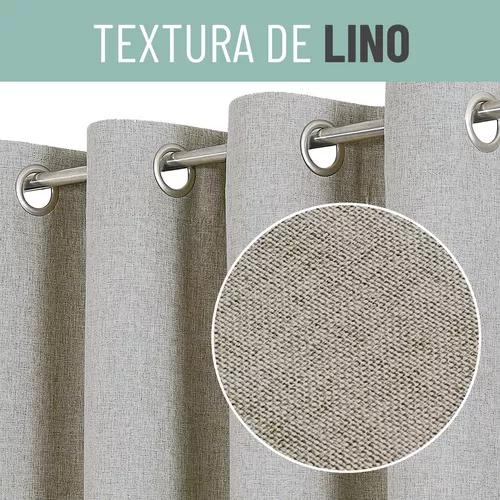 CORTINA BLACKOUT 100% 2 PAÑOS 140X220CM TEXTURA LINO GRIS CLARO - 6