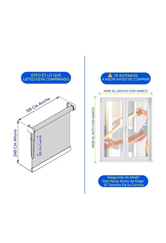CORTINA ROLLER BLACKOUT 2 PAÑOS 120X240 DOBLE VISILLO BLANCO SIN CENEFA - 2
