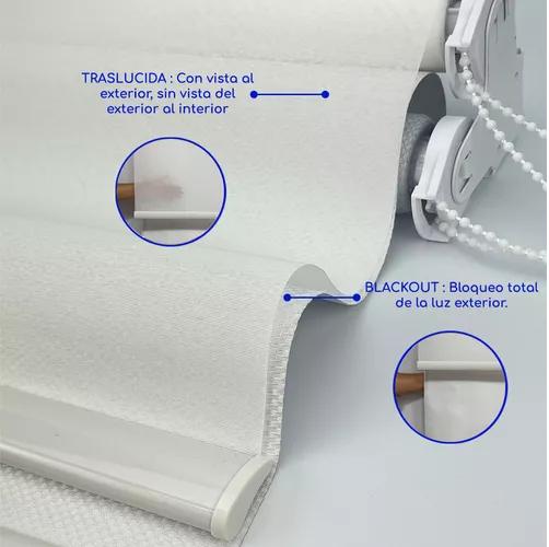 CORTINA ROLLER BLACKOUT 2 PAÑOS 120X240 DOBLE VISILLO BLANCO SIN CENEFA - 4