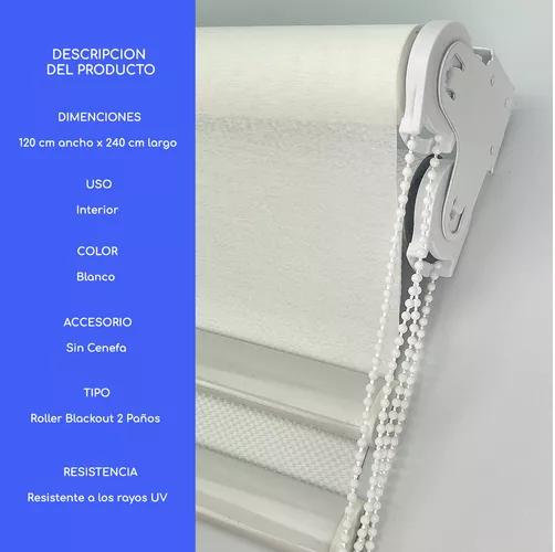 CORTINA ROLLER BLACKOUT 2 PAÑOS 120X240 DOBLE VISILLO BLANCO SIN CENEFA - 5