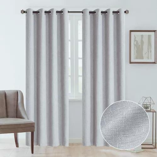 CORTINA BLACKOUT 100% 2 PAÑOS 138X226 CM TEXTURA LINO GRIS - 1