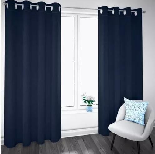 CORTINA BLACKOUT 100% 2 PAÑOS 138X226 CM TEXTURA LINO AZUL OSCURO - 1