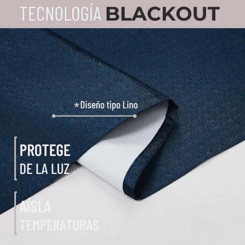 CORTINA BLACKOUT 100% 2 PAÑOS 138X226 CM TEXTURA LINO AZUL OSCURO - 4