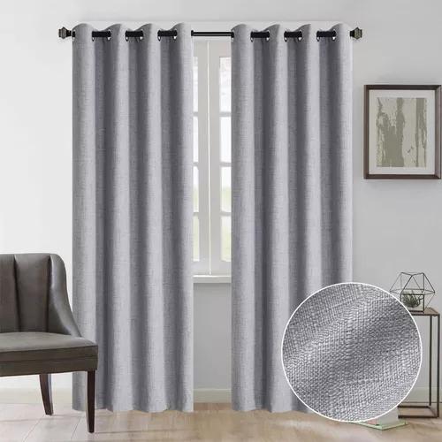 CORTINA BLACKOUT 100% 2 PAÑOS 138X226 CM TEXTURA LINO GRIS OSCURO - 1