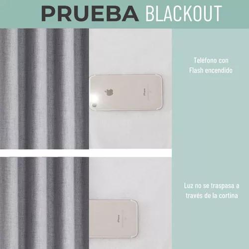 CORTINA BLACKOUT 100% 2 PAÑOS 138X226 CM TEXTURA LINO GRIS OSCURO - 2