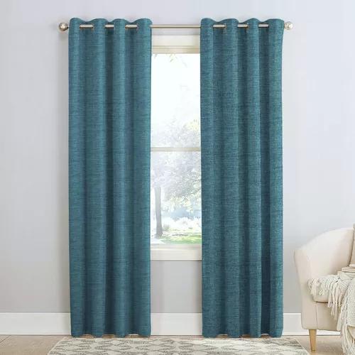 CORTINA BLACKOUT 100% 2 PAÑOS 140X220CM TEXTURA LINO TURQUESA - 2