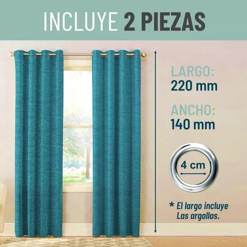 CORTINA BLACKOUT 100% 2 PAÑOS 140X220CM TEXTURA LINO TURQUESA - 6