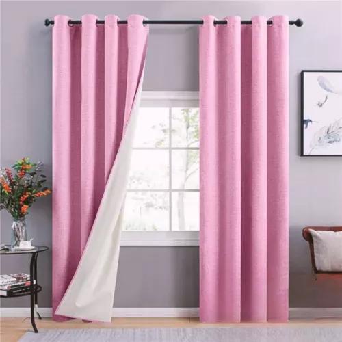 CORTINA BLACKOUT 100% 2 PAÑOS 138X226 CM TEXTURA LINO ROSA - 1
