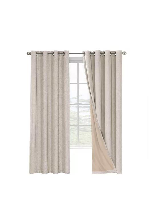 CORTINA BLACKOUT 100% 2 PAÑOS 140X220CM TEXTURA LINO BEIGE - 1