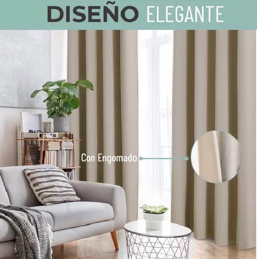 CORTINA BLACKOUT 100% 2 PAÑOS 140X220CM TEXTURA LINO BEIGE - 4