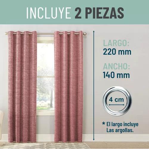CORTINA BLACKOUT 100% 2 PAÑOS 140X220CM TEXTURA LINO ROSADO - 4