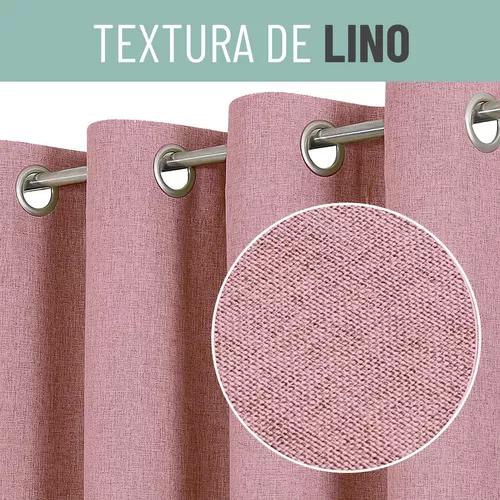 CORTINA BLACKOUT 100% 2 PAÑOS 140X220CM TEXTURA LINO ROSADO - 6