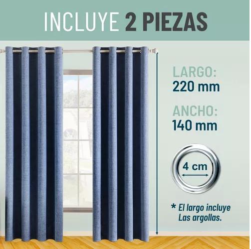 CORTINA BLACKOUT 100% 2 PAÑOS 140X220CM TEXTURA LINO DENIM - 5