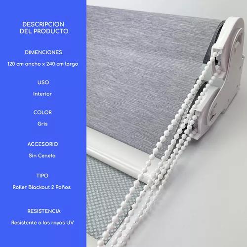 CORTINA ROLLER BLACKOUT 2 PAÑOS 120X240 DOBLE VISILLO GRIS SIN CENEFA - 5