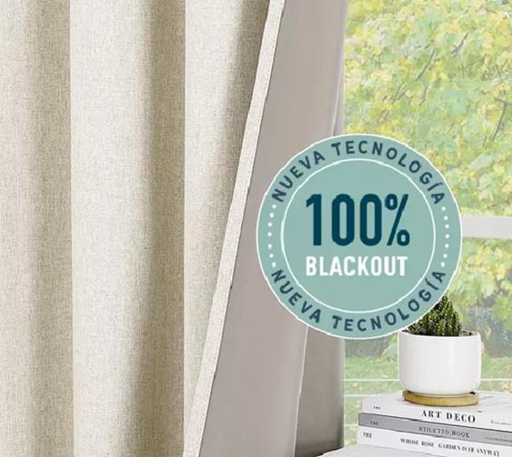 CORTINA BLACKOUT 100% 2 PAÑOS 140X220CM TEXTURA LINO CRUDO - 2