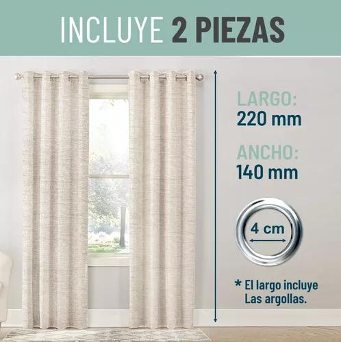 CORTINA BLACKOUT 100% 2 PAÑOS 140X220CM TEXTURA LINO CRUDO - 3