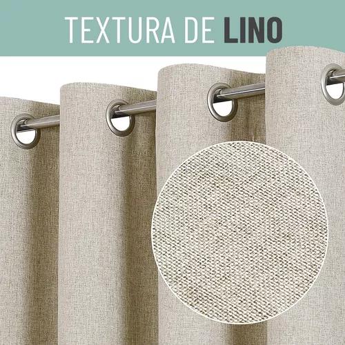 CORTINA BLACKOUT 100% 2 PAÑOS 140X220CM TEXTURA LINO CRUDO - 4