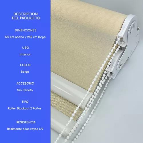 CORTINA ROLLER BLACKOUT 2 PAÑOS 120X240 DOBLE VISILLO BEIGE SIN CENEFA - 5
