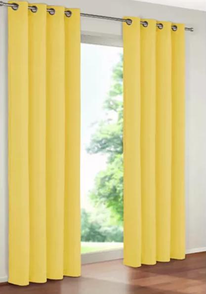 CORTINA BLACKOUT 100% 2 PAÑOS 138X226 CM TEXTURA LINO AMARILLO - 1