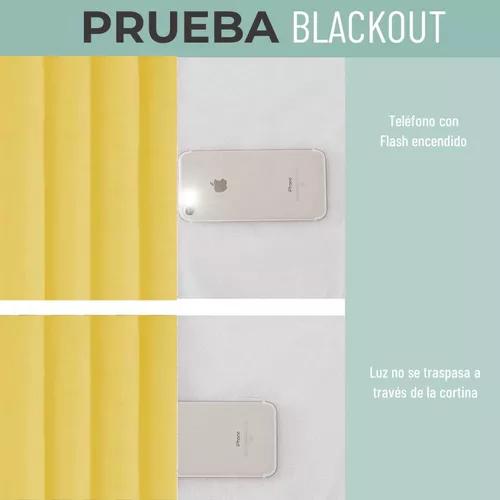 CORTINA BLACKOUT 100% 2 PAÑOS 138X226 CM TEXTURA LINO AMARILLO - 3