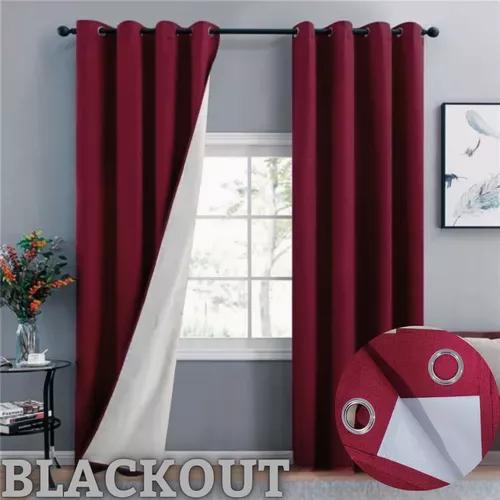 CORTINA BLACKOUT 100% 2 PAÑOS 138X226 CM TEXTURA LINO BORDÓ - 3