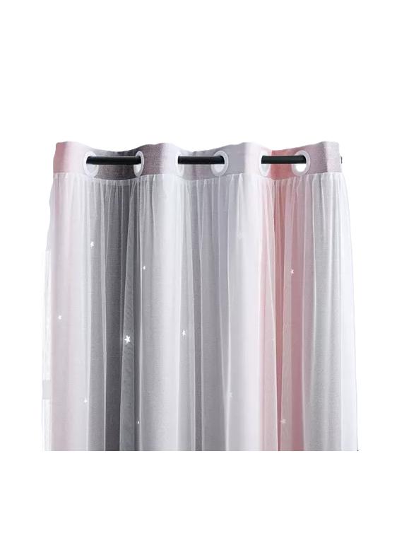 CORTINA BLACKOUT 2 PAÑOS 132X210 CM ROSA Y GRIS - 1