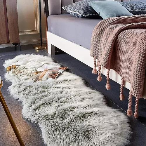 ALFOMBRA PELUDA BAJADA DE CAMA 180X60 CM GRIS CLARO - 3
