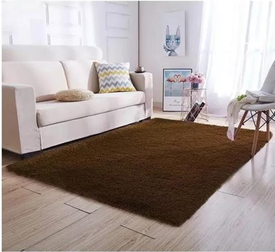 ALFOMBRA PELUDA LIVING HOGAR 150X200 CM EN COLOR CAFE - 1