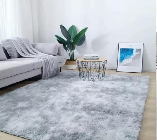 ALFOMBRA PELUDA GRANDE 2X2.4 M GRIS CLARO JASPEADO - 2