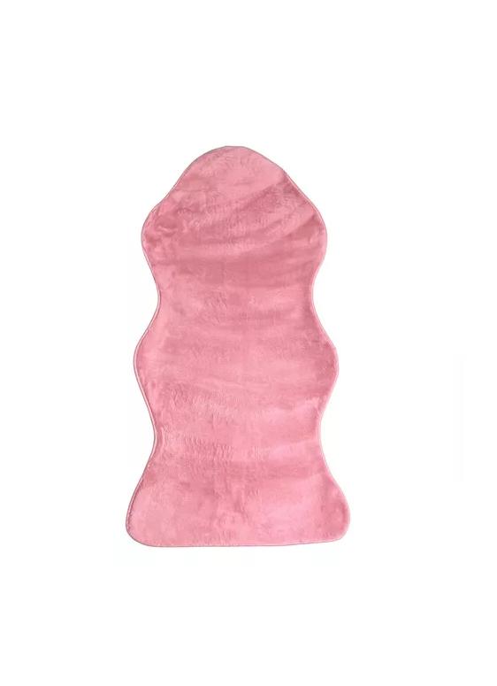 BAJADA DE CAMA ALFOMBRA MANTA PELUDA 120X60 CM ROSA - 1