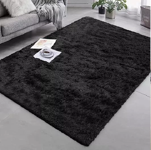 ALFOMBRA PELUDA GRANDE 2X2.4 M EN COLOR NEGRO - 2