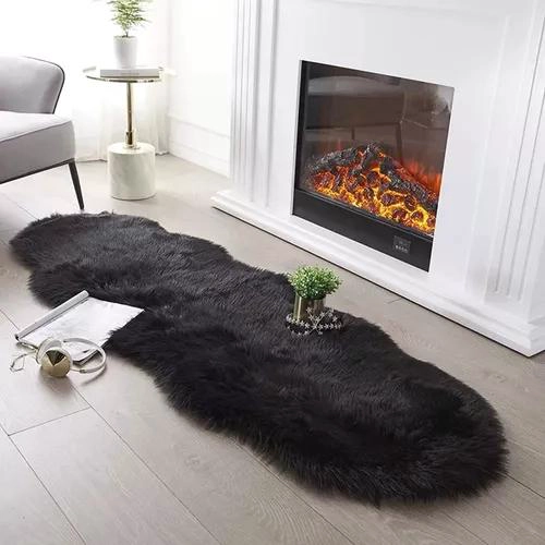 ALFOMBRA PELUDA BAJADA DE CAMA 180X60 CM EN COLOR NEGRO - 3