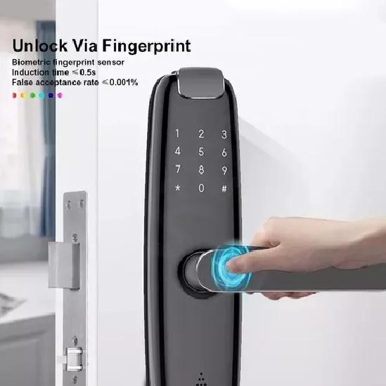 CERRADURAS INTELIGENTES WIFI HUELLA CÓDIGO CON CONTROL NEGRO - 4