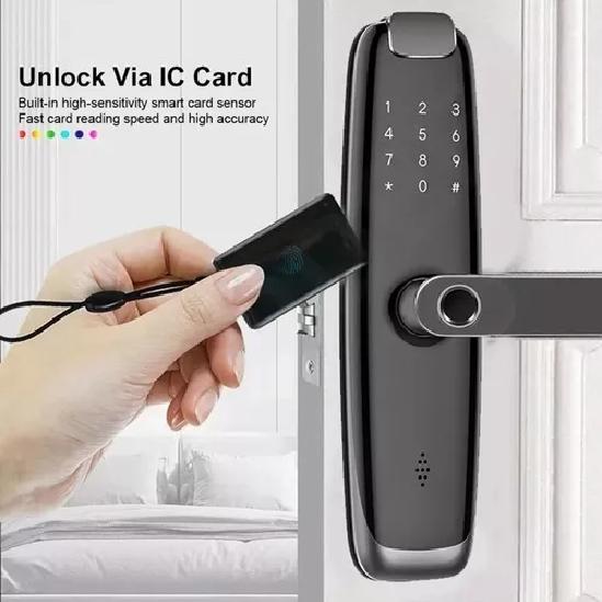 CERRADURAS INTELIGENTES WIFI HUELLA CÓDIGO CON CONTROL NEGRO - 5