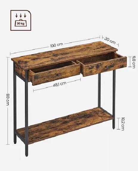 MUEBLE RECIBIDOR ARRIMO 2 CAJONERA BRISTOL, ESTILO INDUSTRIAL - 2