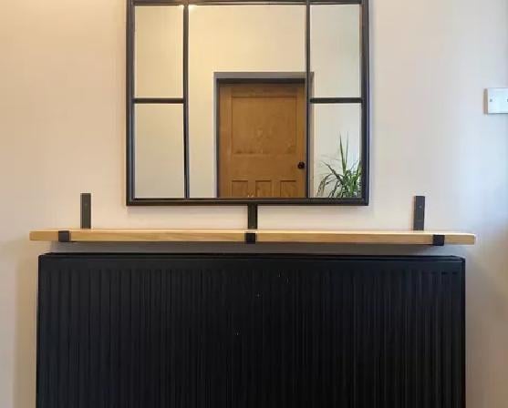MESA DE ARRIMO REPISA FLOTANTE MADERA Y METAL INDUSTRIAL - 1
