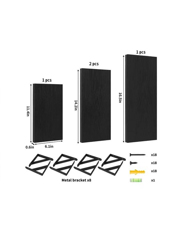 REPISAS FLOTANTES DE MADERA MULTIPROPÓSITO KIT 4 NEGRO - 4