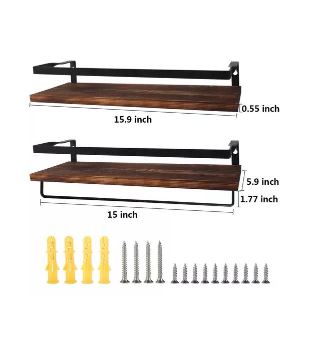 REPISAS FLOTANTES DE MADERA MODERNAS MULTIPROPÓSITO KIT 2 MARRÓN OSCURO - 3