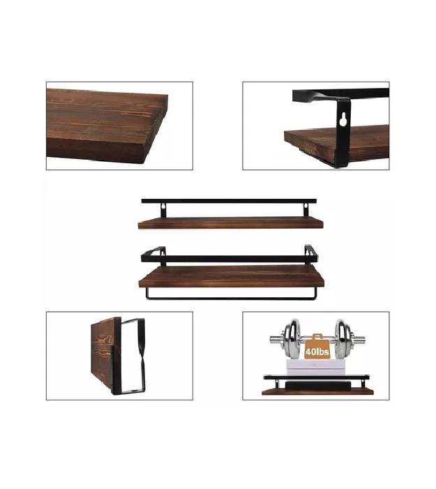 REPISAS FLOTANTES DE MADERA MODERNAS MULTIPROPÓSITO KIT 2 MARRÓN OSCURO - 4