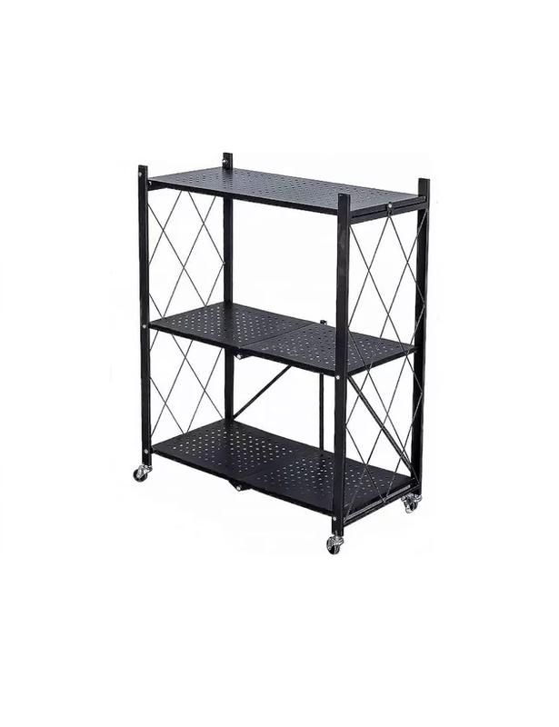 REPISA ESTANTE 3 NIVELES METÁLICA PLEGABLE RESISTENTE 90KG COLOR NEGRO - 1