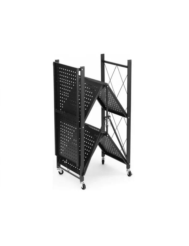 REPISA ESTANTE 3 NIVELES METÁLICA PLEGABLE RESISTENTE 90KG COLOR NEGRO - 2