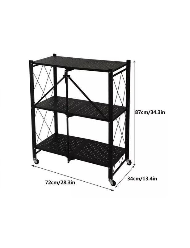 REPISA ESTANTE 3 NIVELES METÁLICA PLEGABLE RESISTENTE 90KG COLOR NEGRO - 4