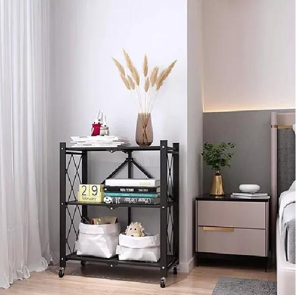 REPISA ESTANTE 3 NIVELES METÁLICA PLEGABLE RESISTENTE 90KG COLOR NEGRO - 6