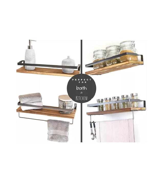 REPISAS FLOTANTES DE MADERA MODERNAS MULTIPROPÓSITO KIT 2 CAFÉ - 3
