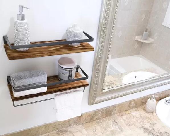 REPISAS FLOTANTES DE MADERA MODERNAS MULTIPROPÓSITO KIT 2 CAFÉ - 5