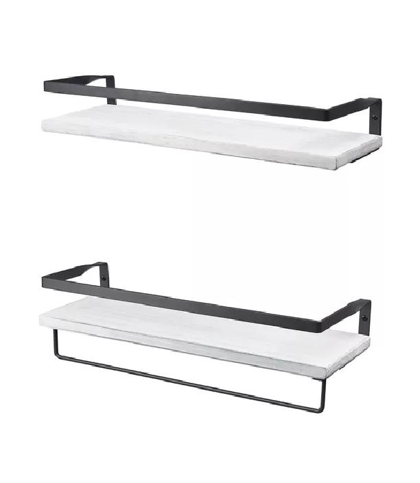 REPISAS FLOTANTES DE MADERA MODERNAS MULTIPROPÓSITO KIT 2 BLANCO - 2