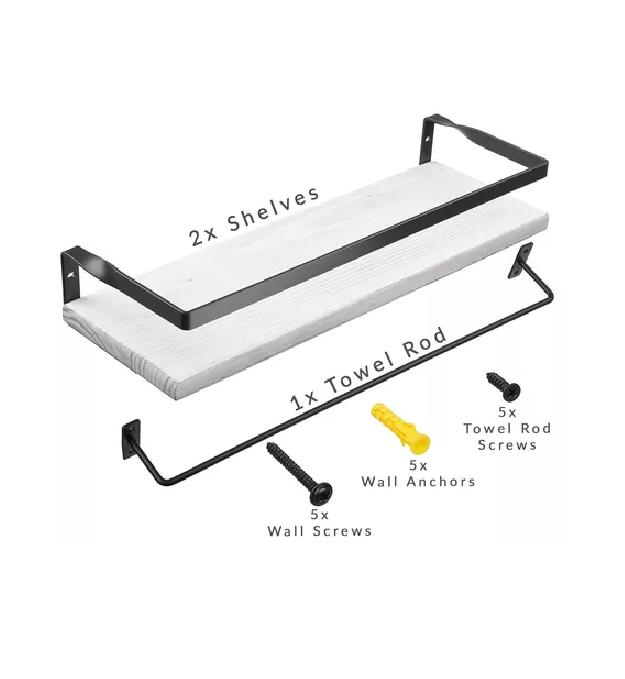 REPISAS FLOTANTES DE MADERA MODERNAS MULTIPROPÓSITO KIT 2 BLANCO - 3