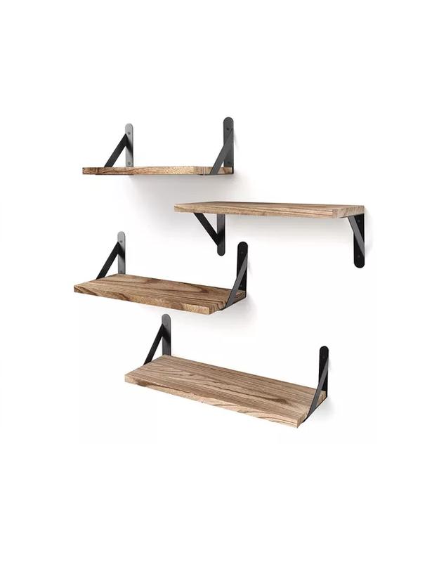 REPISAS FLOTANTES DE MADERA MULTIPROPÓSITO KIT 4 CAFÉ - 1